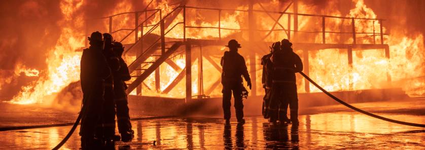 Firefighters putting out fire