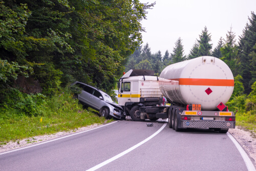 Truck and car crash