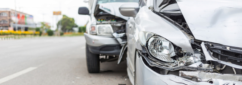 Car crash on road