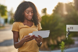 woman happy to receive mail