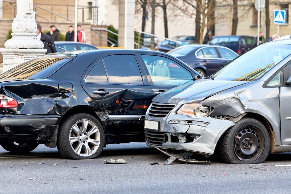 sideswipe car accident on the road