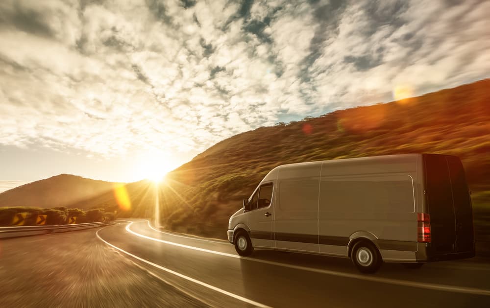 delivery van on the road