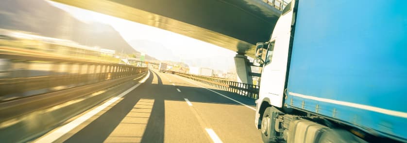 truck speeding down highway