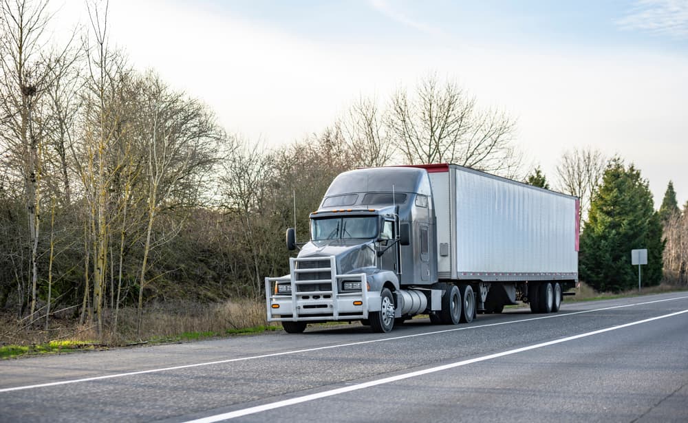 grey big rig semi truck in Texas